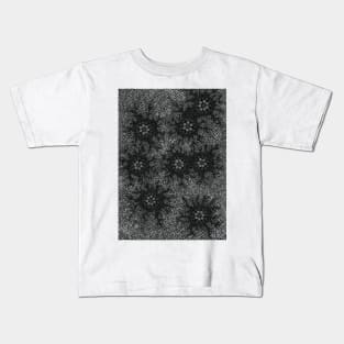 Aboriginal Art - Waterhole Dreaming Black White Kids T-Shirt